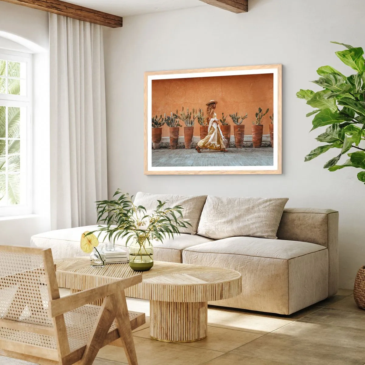 Plakat w ramie jasny dąb - W stylu hippie - 50x40 cm