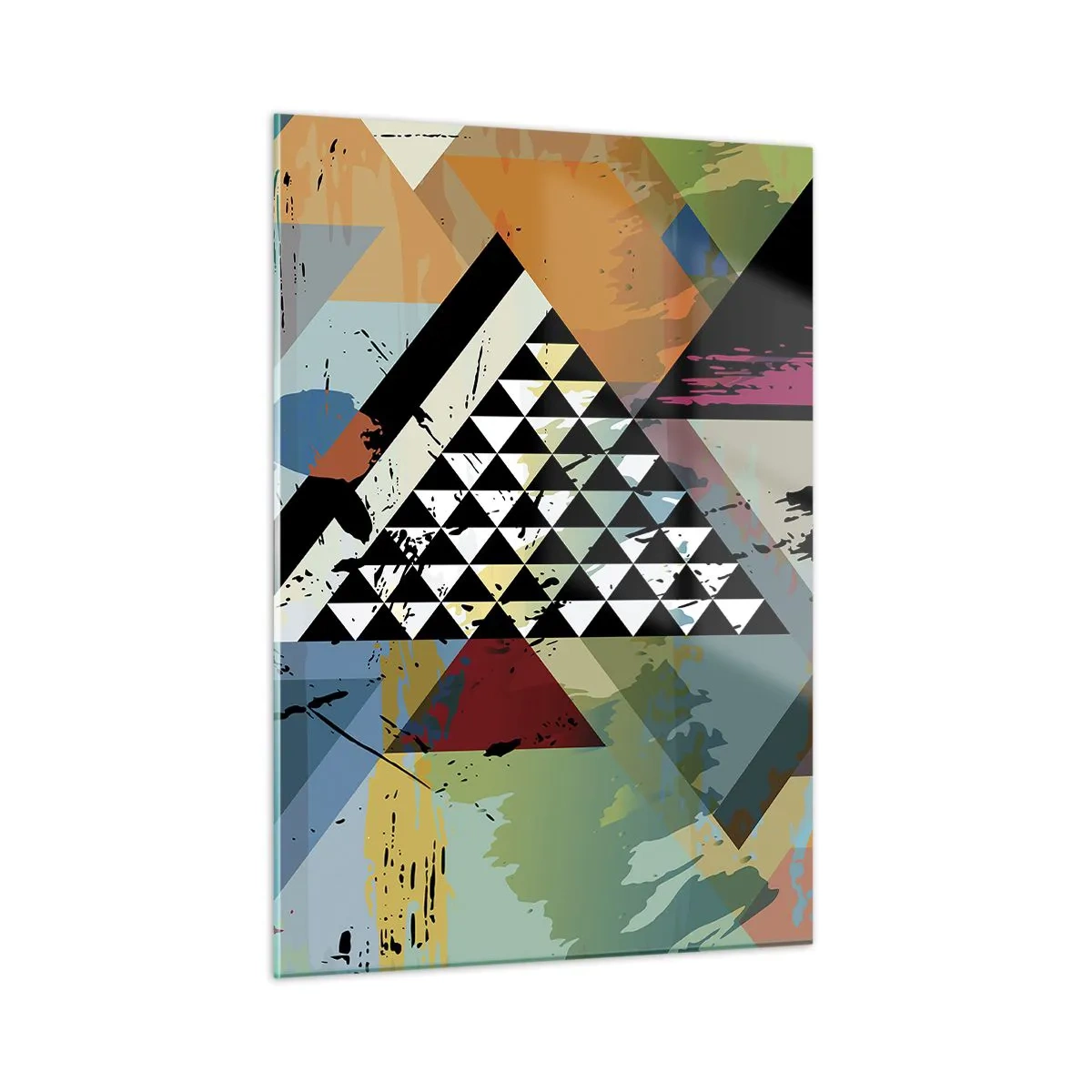 Obraz na szkle - Abstrakcyjna kompozycja geometrycznych kształtów i kolorów - 50x70cm - Jakie to proste - Nowoczesna dekoracja ścienna do salonu, kuchni i sypialni ARTTOR