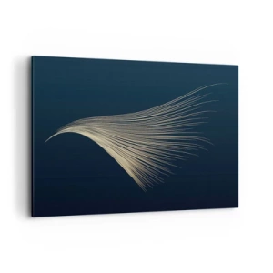 Obraz na płótnie - Delikatna linia przypominająca pióro na granatowym tle - 100x70cm - Jak anioła włos - Nowoczesna dekoracja ścienna do salonu, kuchni i sypialni ARTTOR