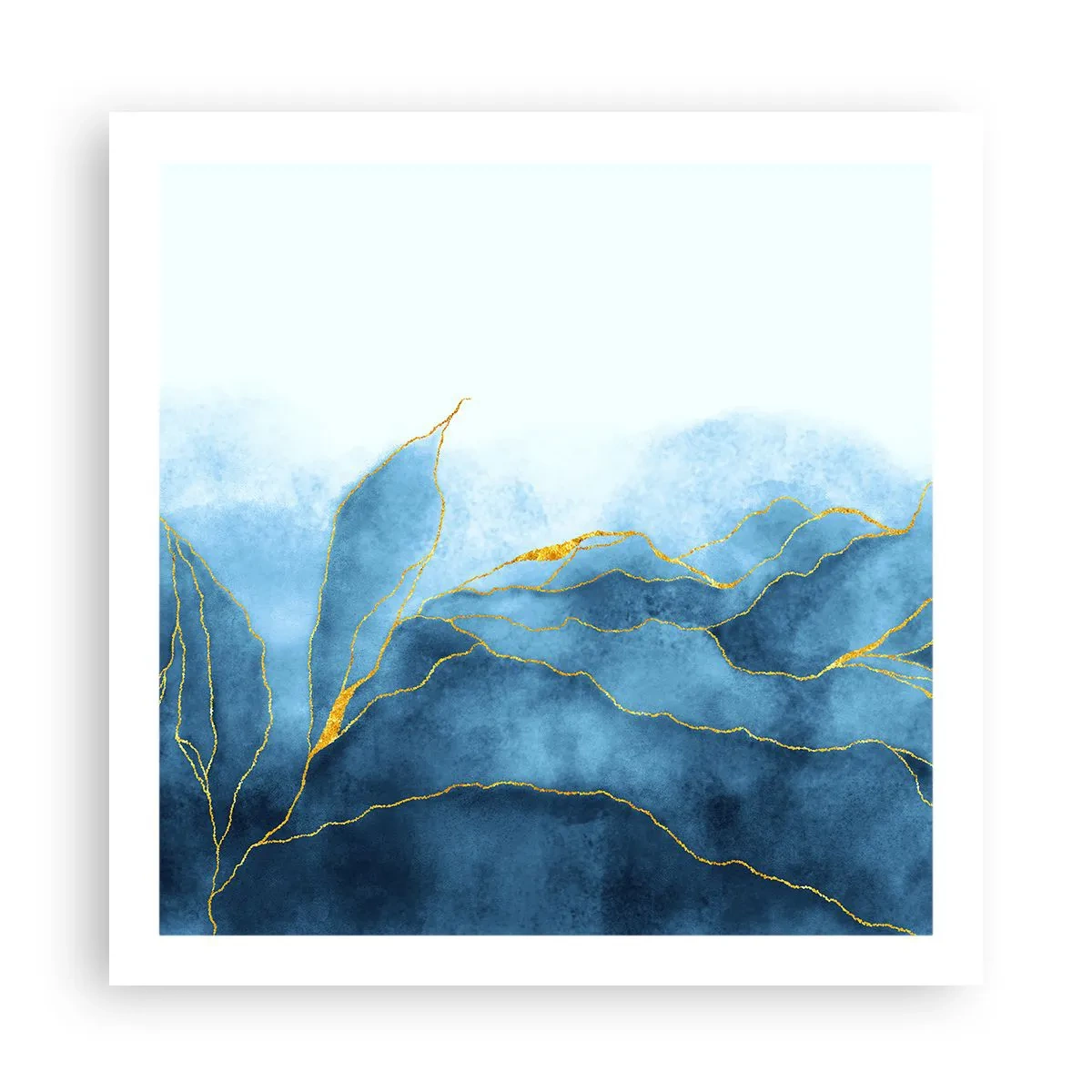 Plakat - Błękit w złocie - 60x60 cm