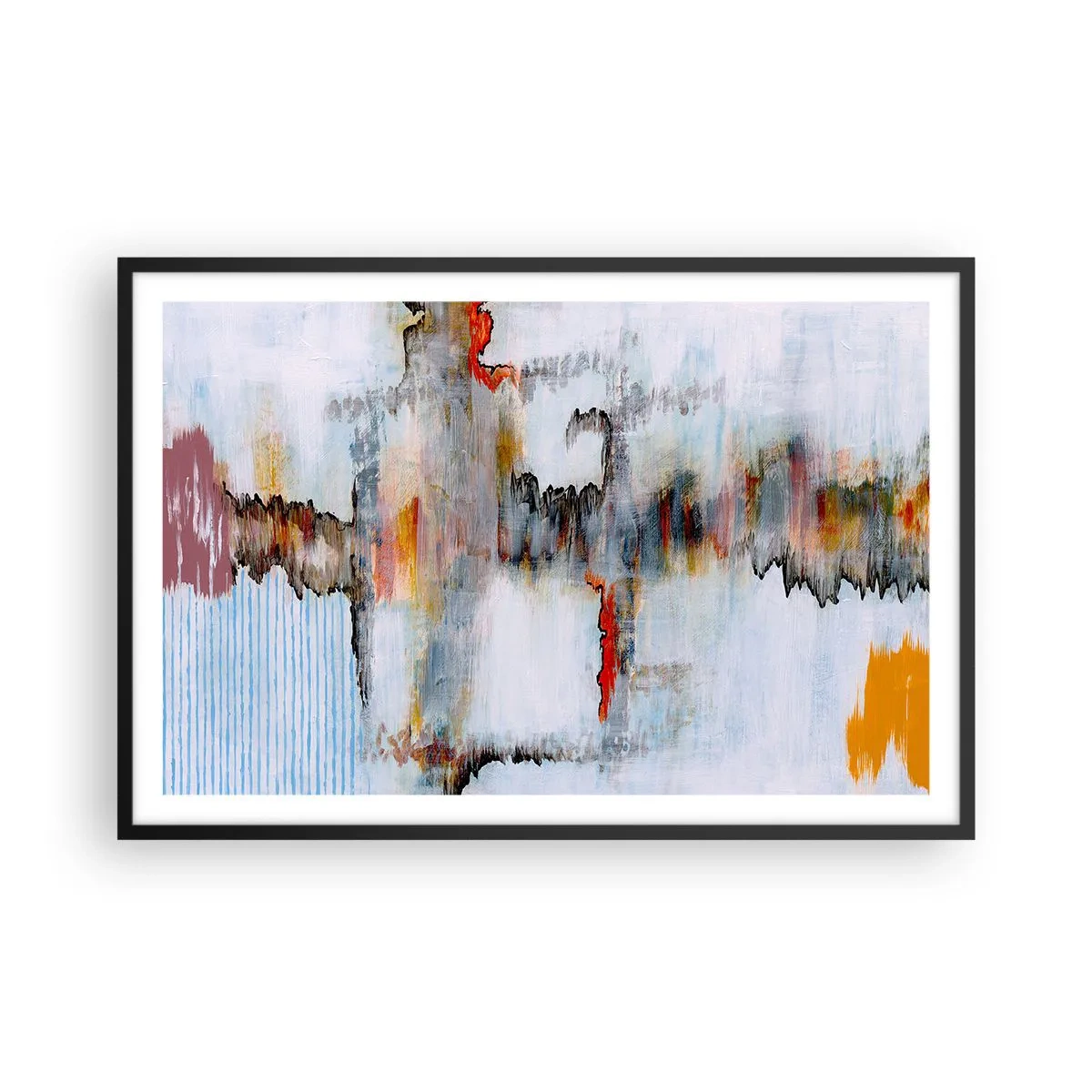 Plakat w czarnej ramie - Patykiem na wodzie - 91x61 cm
