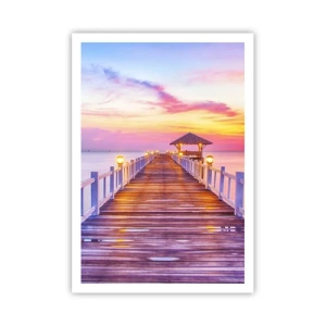 Plakat - Liliowo-złota cisza wieczoru - 70x100 cm