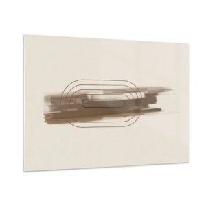 Obraz na szkle - Abstrakcja w odcieniach brązu z minimalistycznym wzorem - 100x70cm - Powiew szarości - Nowoczesna dekoracja ścienna do salonu, kuchni i sypialni ARTTOR