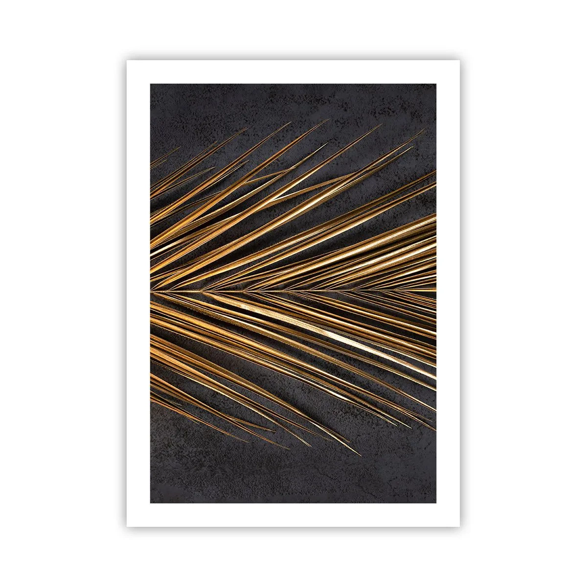 Plakat - Złote liście na ciemnym tle - 50x70cm - Złoto tropików - Nowoczesna dekoracja ścienna do salonu, kuchni i sypialni ARTTOR