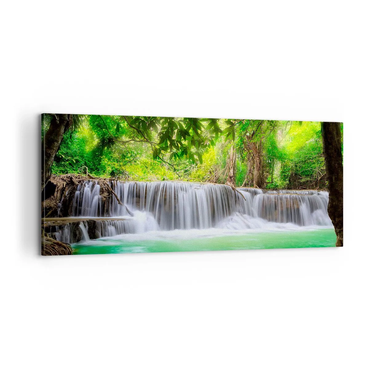 Obraz na płótnie - Kaskada w zieleni - 100x40 cm