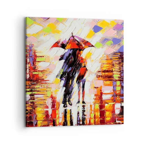 Obraz na płótnie - Razem przez noc i deszcz - 70x70 cm