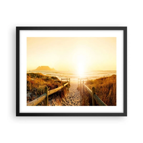 Plakat w czarnej ramie - Przez wydmę, w stronę słońca - 50x40 cm