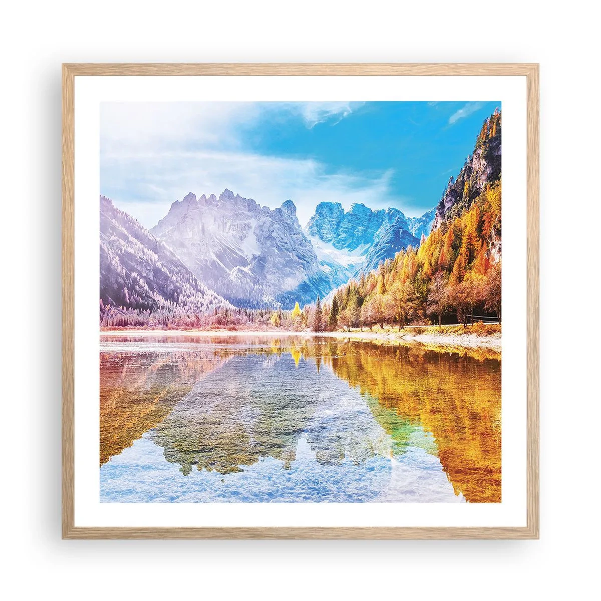 Plakat w ramie jasny dąb - A w górach już jesień - 60x60 cm