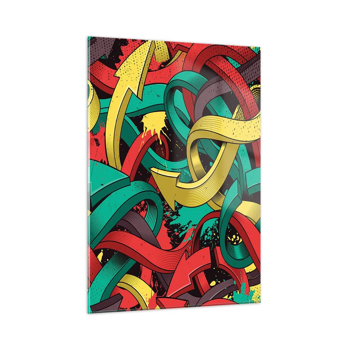 Obraz na szkle - Kolorowa abstrakcja z dynamicznymi strzałkami i ruchem - 50x70cm - Którędy do celu? - Nowoczesna dekoracja ścienna do salonu, kuchni i sypialni ARTTOR