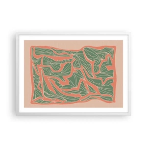 Plakat w białej ramie - Zmagania koralu i zieleni - 70x50 cm