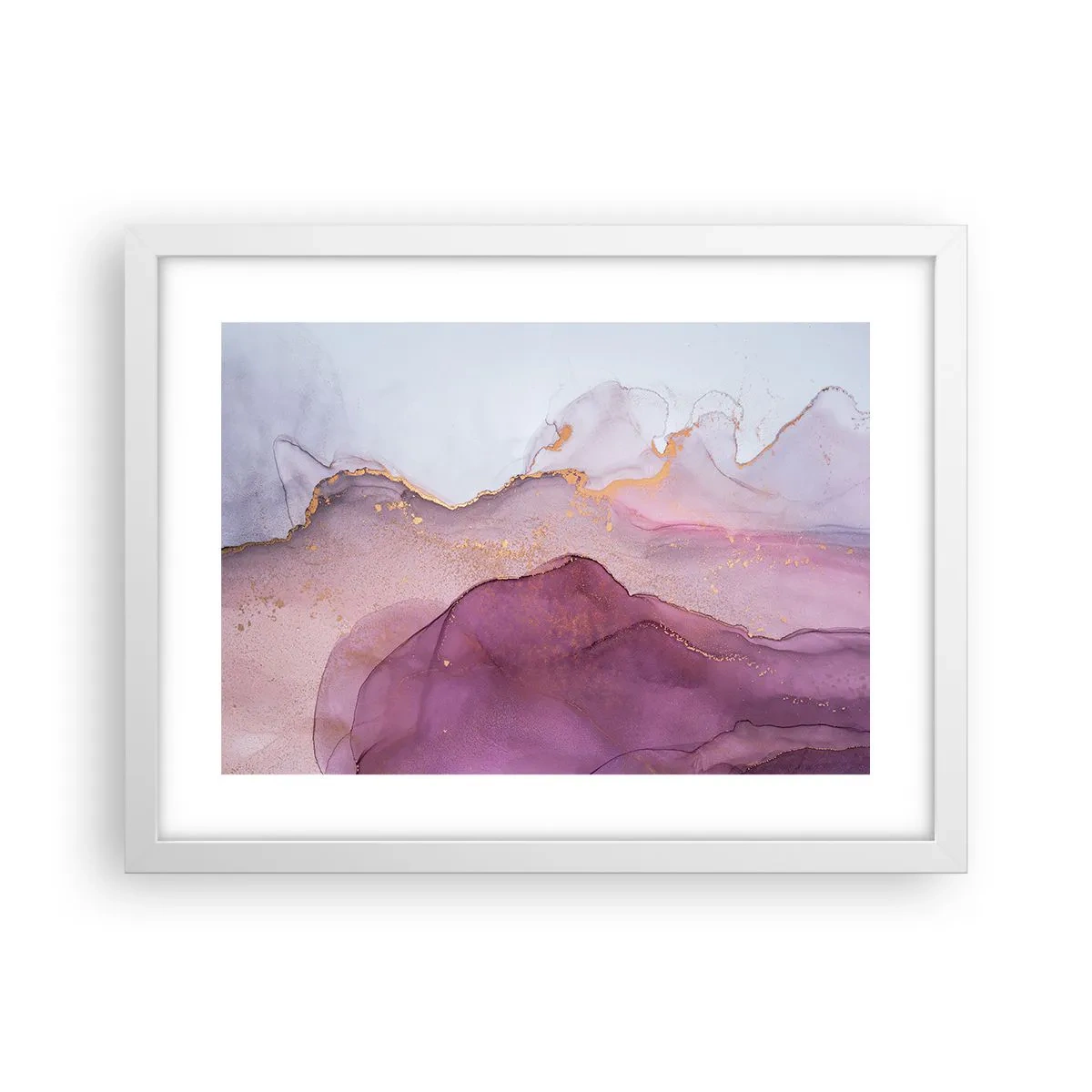 Plakat w białej ramie - Fale lila i fioletu - 40x30 cm