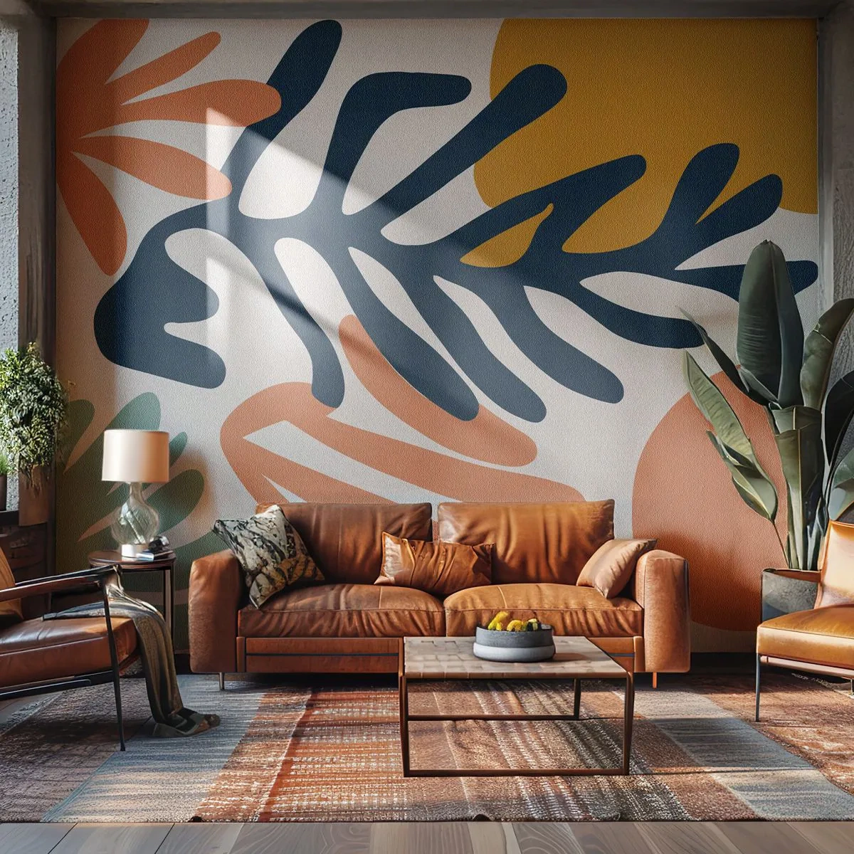 Fototapeta Premium Canvas - Koralowe morza - Boho, Minimalistyczny, Liść - 350x256 cm