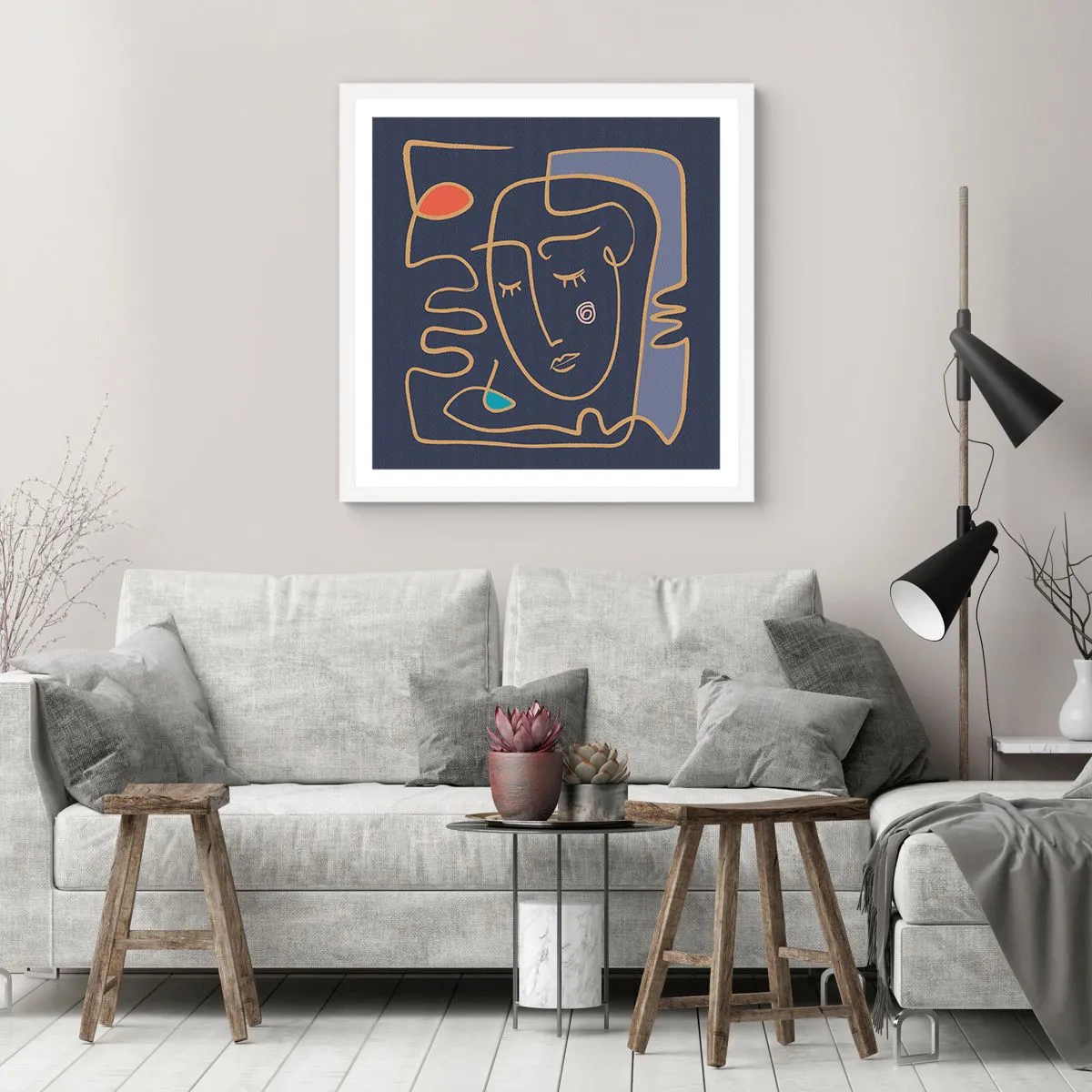Plakat w białej ramie - W zamyśleniu - 40x40 cm