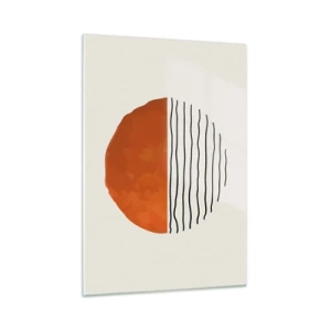 Obraz na szkle - Minimalistyczne słońce nad linią fal - 50x70cm - W japońskim klimacie - Nowoczesna dekoracja ścienna do salonu, kuchni i sypialni ARTTOR