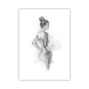 Plakat - Subtelny akwarelowy portret kobiety w odcieniach szarości - 50x70cm - Piękna jak malowanie - Nowoczesna dekoracja ścienna do salonu, kuchni i sypialni ARTTOR