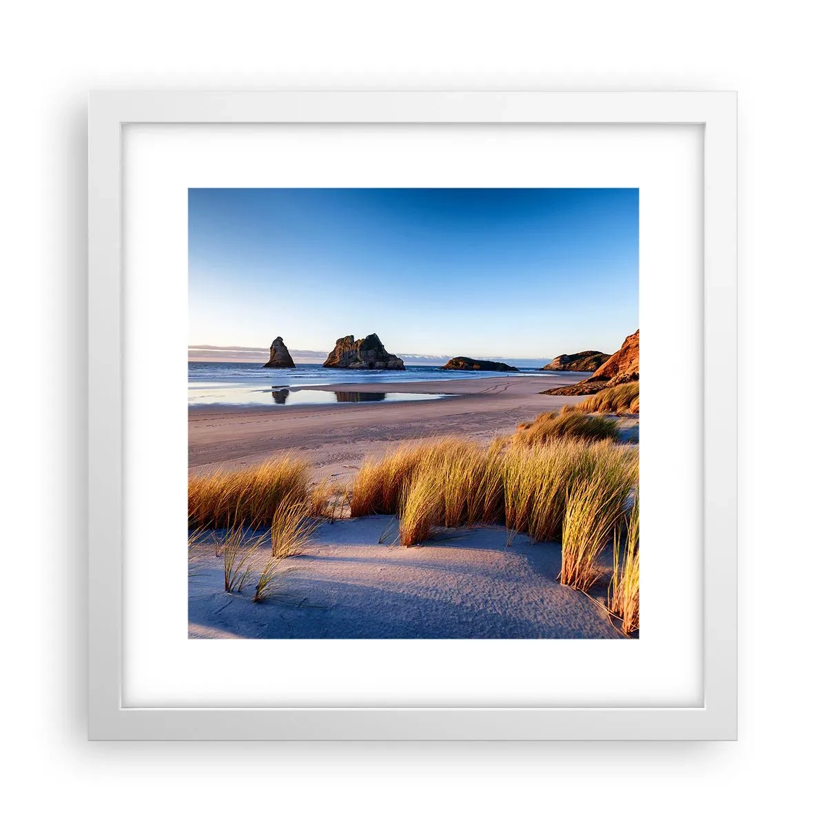 Plakat w białej ramie - Dla poszukiwaczy spokoju - 30x30 cm