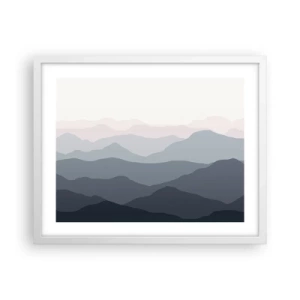Plakat w białej ramie - Fale gór - 50x40 cm
