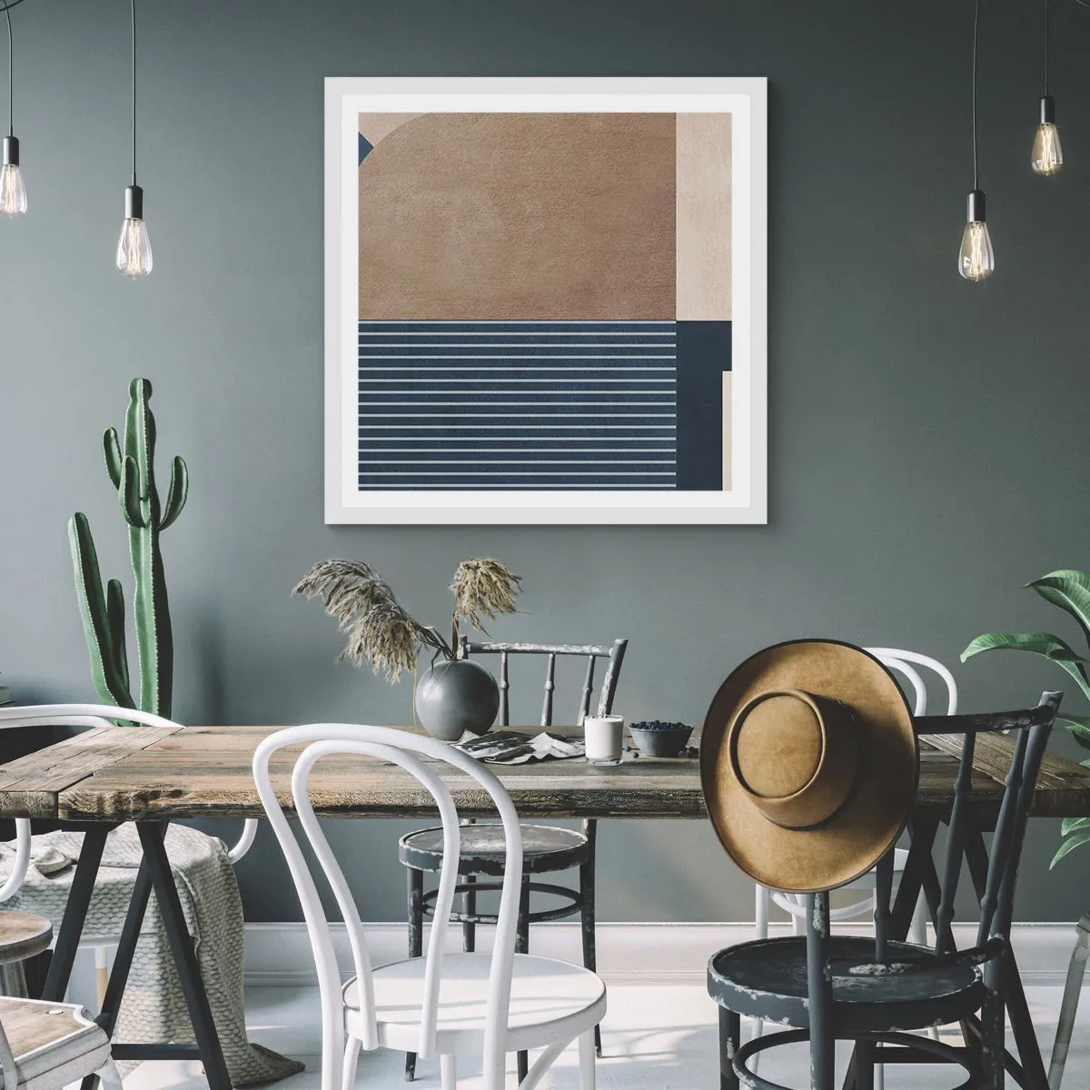 Plakat w białej ramie - Kompozycja prostoty i krągłości - 60x60 cm