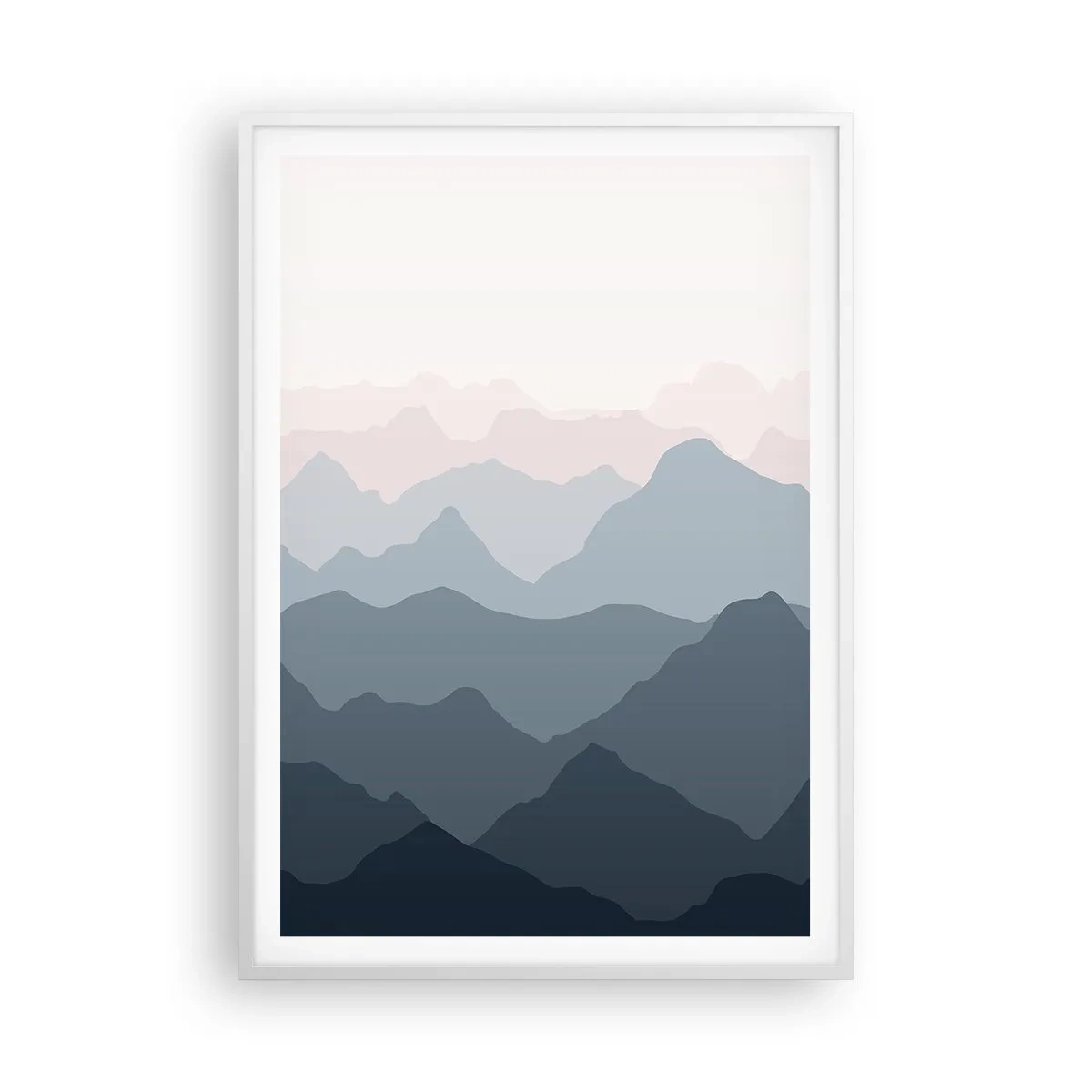 Plakat w białej ramie - Fale gór - 70x100 cm