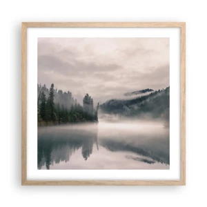 Plakat w ramie jasny dąb - W zadumie, we mgle - 50x50 cm