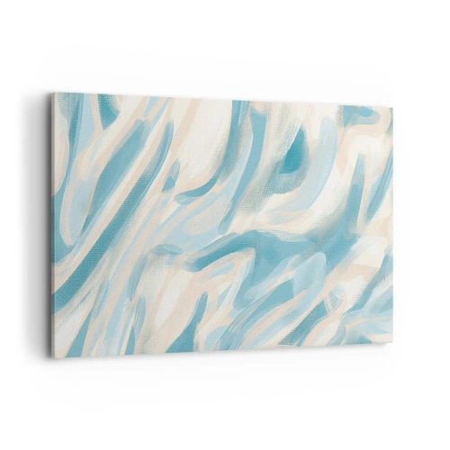 Obraz na płótnie - Abstrakcyjne błękitne smugi na jasnym tle - 120x80cm - Wiosenne powiewy - Nowoczesna dekoracja ścienna do salonu, kuchni i sypialni ARTTOR