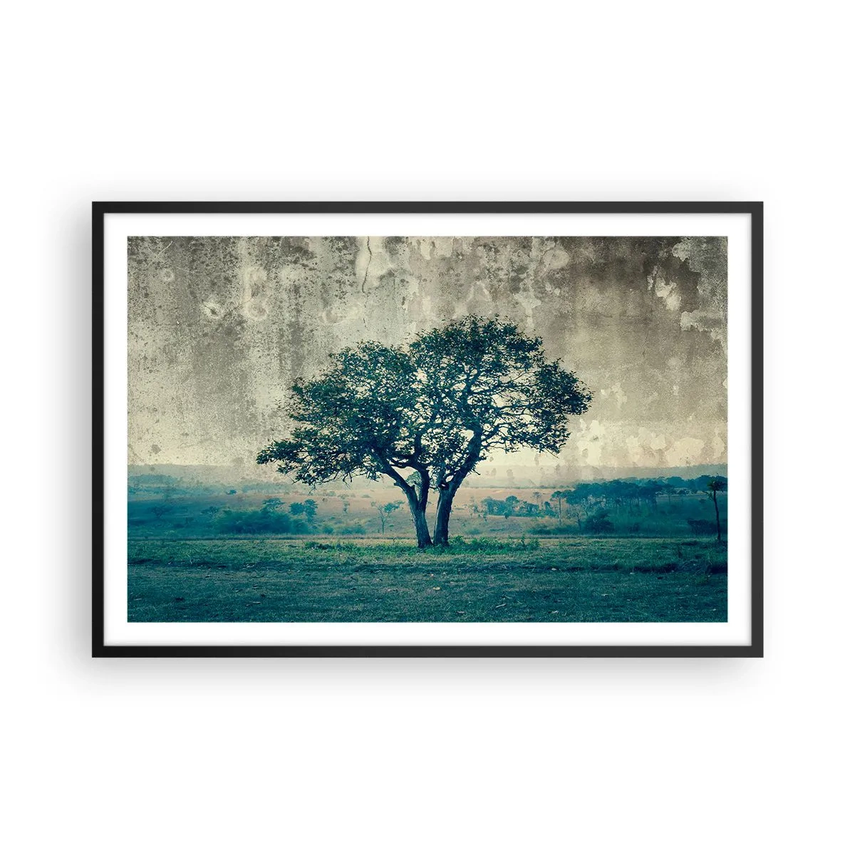 Plakat w czarnej ramie - Jabłoń na błękitnym błoniu? - 91x61 cm