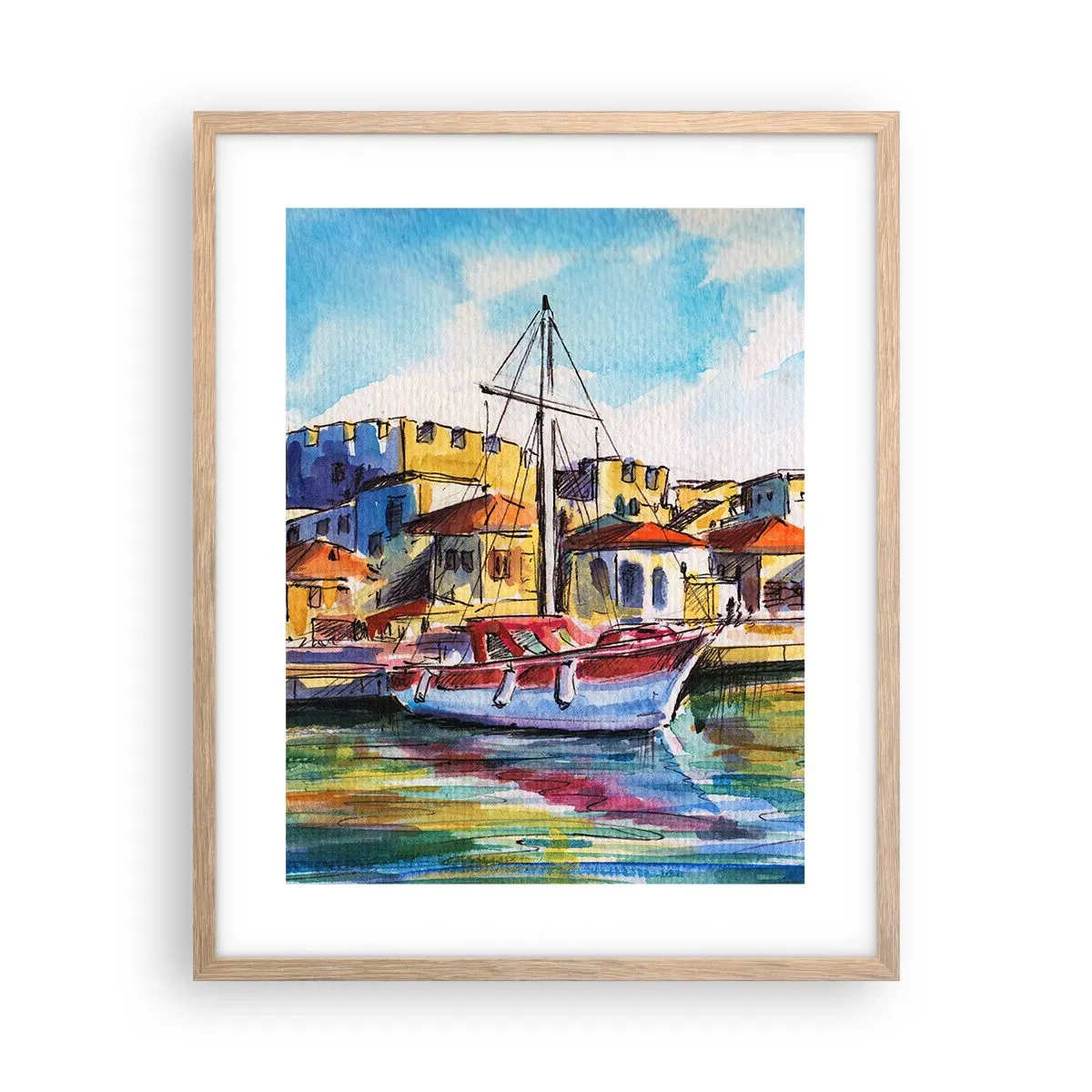 Plakat w ramie jasny dąb - Tęczowe popołudnie - 40x50 cm