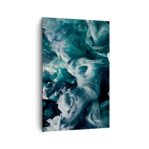 Obraz na płótnie - Dynamiczne abstrakcyjne fale w odcieniach błękitu i bieli - 80x120cm - Ruch koloru - Nowoczesna dekoracja ścienna do salonu i sypialni ARTTOR