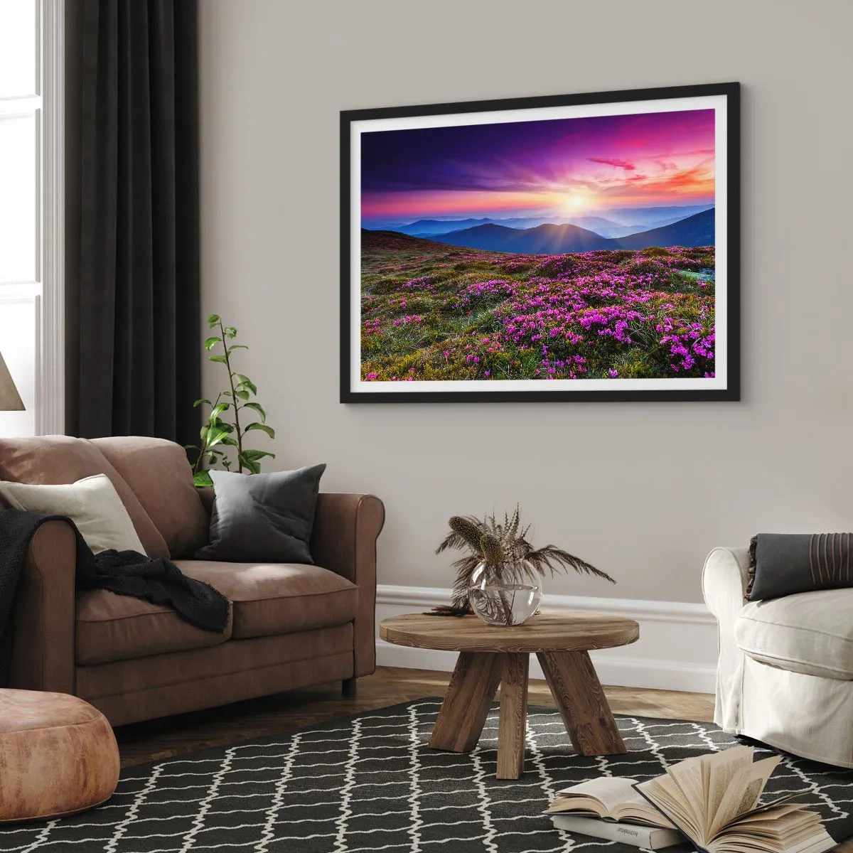 Plakat w czarnej ramie - Ziół zapachniały świeże pęki od niw - 91x61 cm