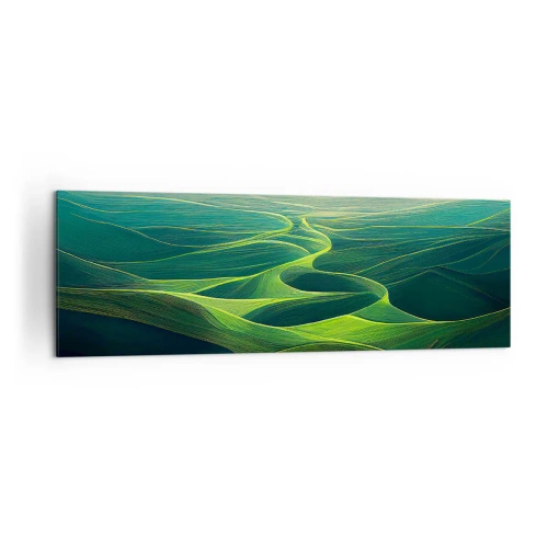 Obraz na płótnie - Zielone wzgórza z falistymi ścieżkami - 160x50cm - W zielonych dolinach - Nowoczesna dekoracja ścienna do salonu i sypialni ARTTOR