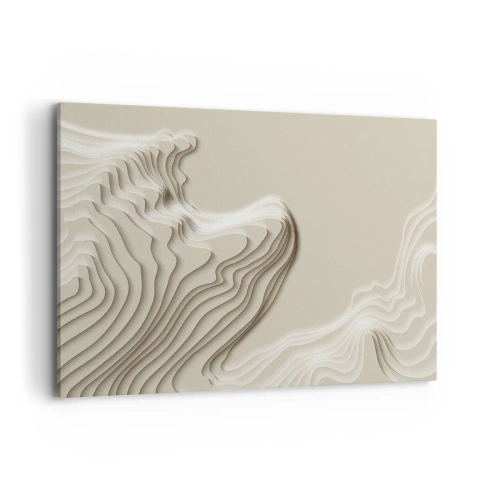 Obraz na płótnie - Abstrakcyjny wzór w odcieniach beżu z liniowym efektem - 100x70cm - Topografia sztuki - Nowoczesna dekoracja ścienna do salonu, kuchni i sypialni ARTTOR