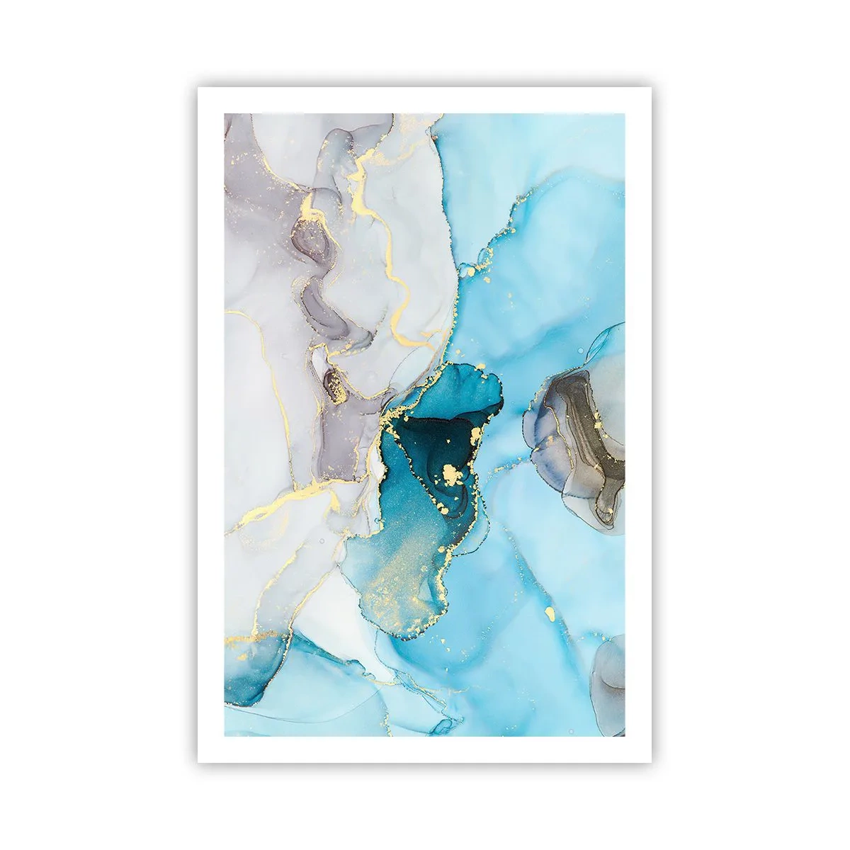 Plakat - Studium spotkania szarości z turkusem - 61x91 cm
