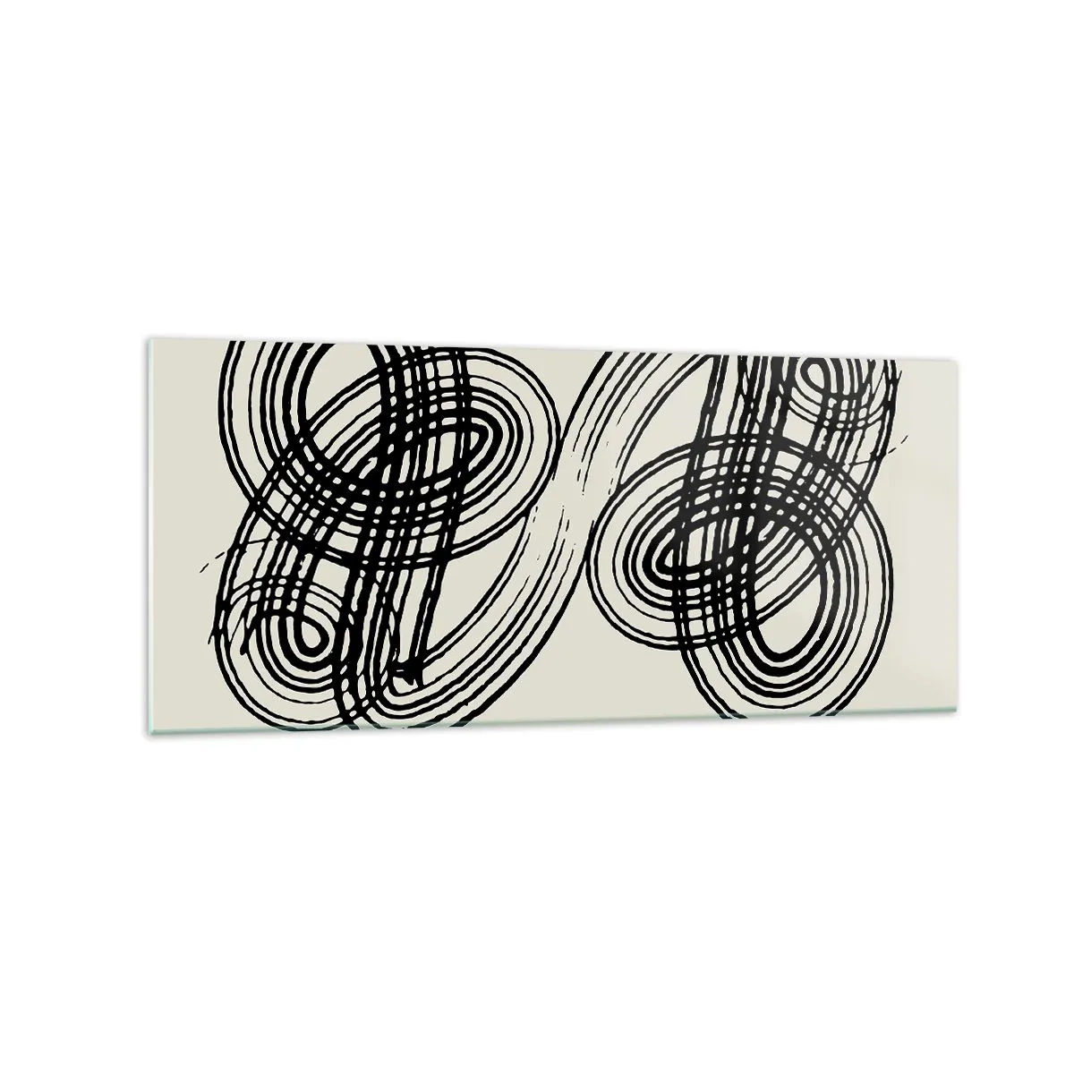 Obraz na szkle - Abstrakcyjne, czarne linie na jasnym tle w stylu awangardowym - 120x50cm - Wyszło spontanicznie - Nowoczesna dekoracja ścienna do salonu i sypialni ARTTOR