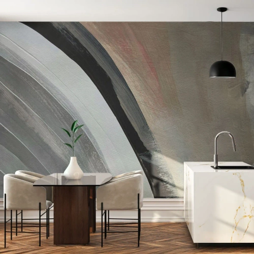 Fototapeta Premium Sand - Abstrakcyjny łuk w czerni i odcieniach szarości - 100x70cm - Kompozycja: łuk czerni i szarości - Nowoczesna dekoracja ścienna do salonu, kuchni i sypialni ARTTOR