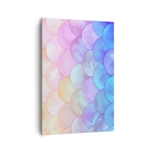 Obraz na płótnie - Abstrakcyjne łuski w pastelowych odcieniach - 70x100cm - Perłowa łuska - Nowoczesna dekoracja ścienna do salonu i sypialni ARTTOR