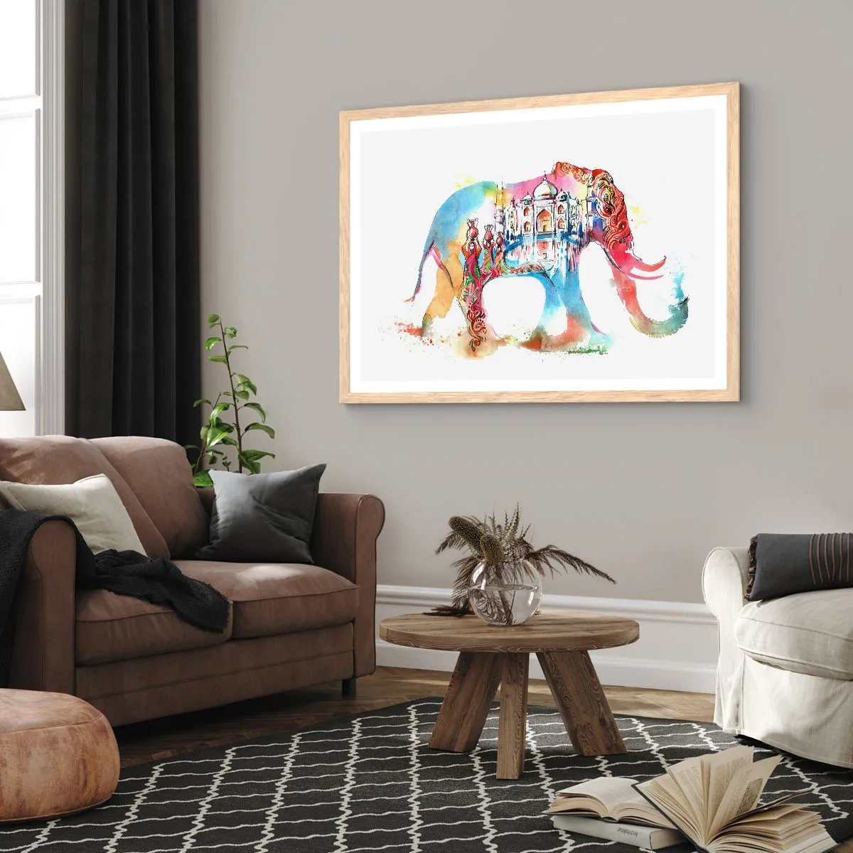 Plakat w ramie jasny dąb - Indie - aura miłości - 91x61 cm