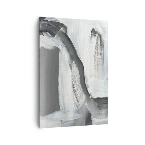Obraz na płótnie - Szaro-biała abstrakcja z dynamicznymi liniami - 70x100cm - Zdecydowanym ruchem - Nowoczesna dekoracja ścienna do salonu i sypialni ARTTOR