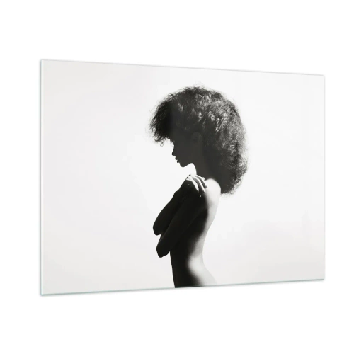 Obraz na szkle - Kobiecy akt w kontrastowym czarno-białym świetle - 100x70cm - Jak kwiat na smukłej łodydze - Nowoczesna dekoracja ścienna do salonu, kuchni i sypialni ARTTOR