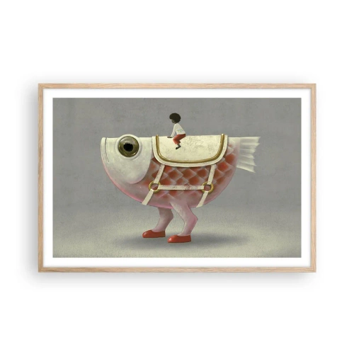 Plakat w ramie jasny dąb - Ryboński jeździec - 91x61 cm