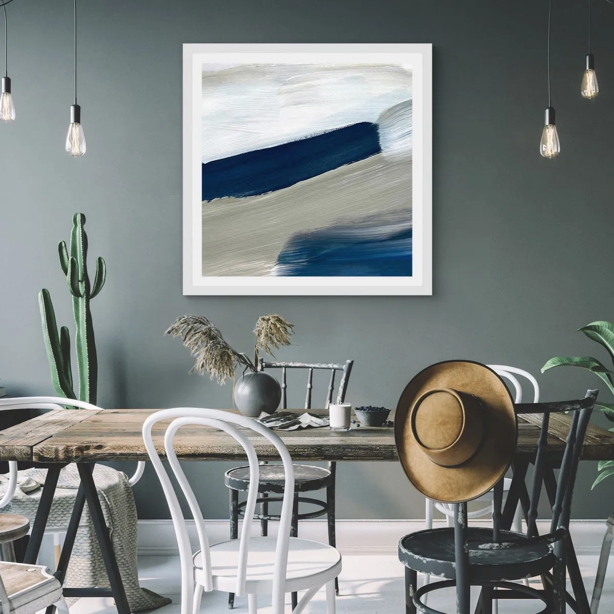 Plakat w białej ramie - Spotkanie z bielą - 50x50 cm