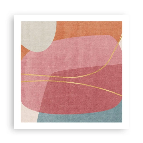 Plakat - Pastelowa kompozycja z nicią złota - 60x60 cm