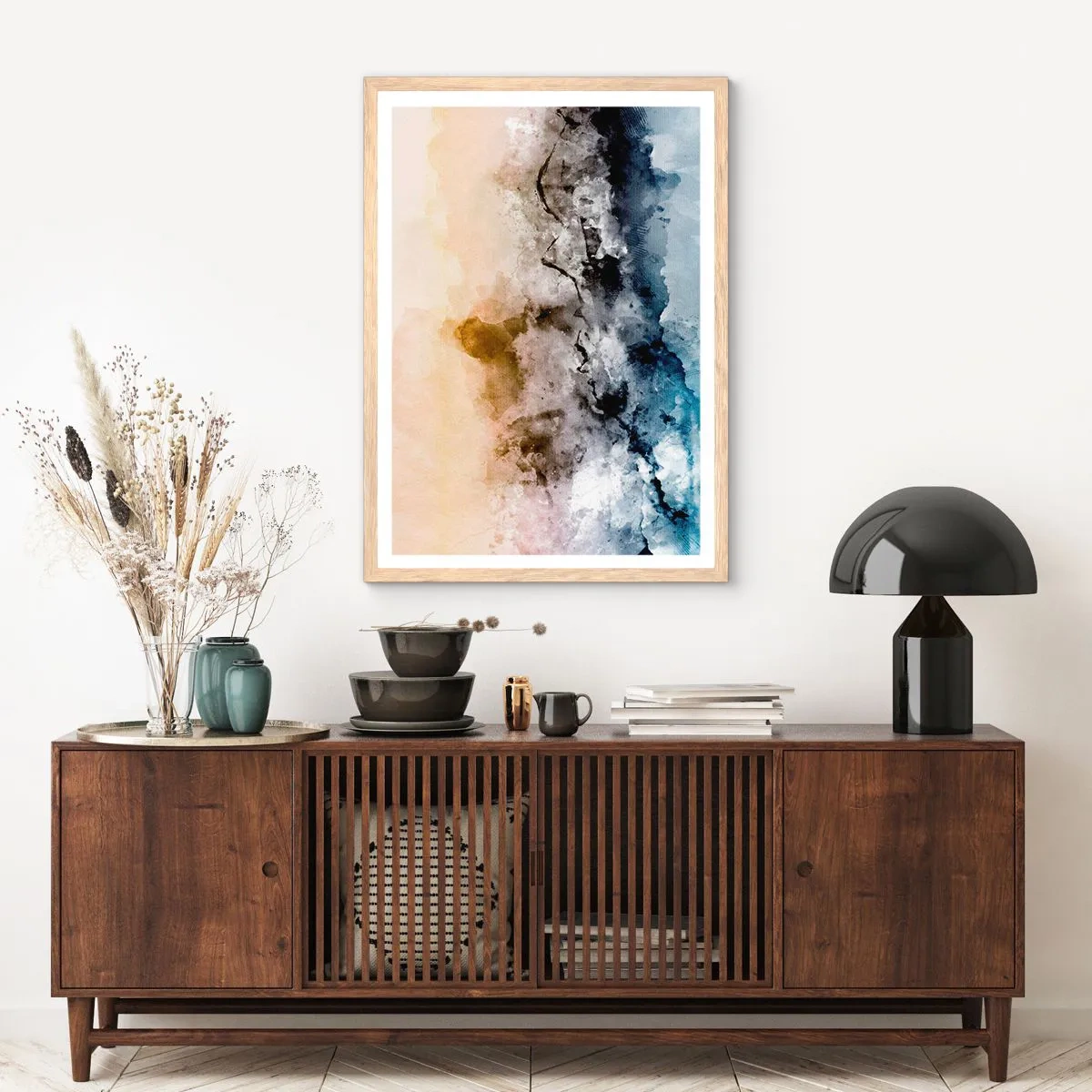 Plakat w ramie jasny dąb - Zatopione w tumanie mgły - 40x50 cm