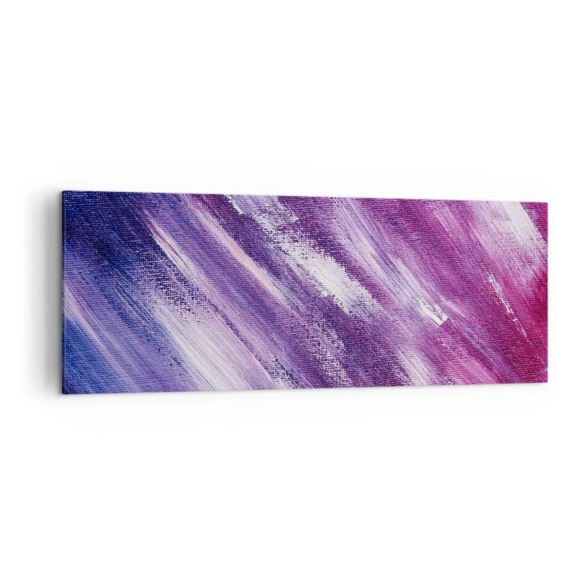 Obraz na płótnie - Abstrakcyjne pociągnięcia pędzla w odcieniach fioletu i różu - 140x50cm - Gdy wieje słoneczny wiatr - Nowoczesna dekoracja ścienna do salonu i sypialni ARTTOR