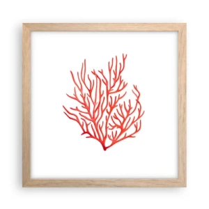 Plakat w ramie jasny dąb - Koralowy filigran - 30x30 cm