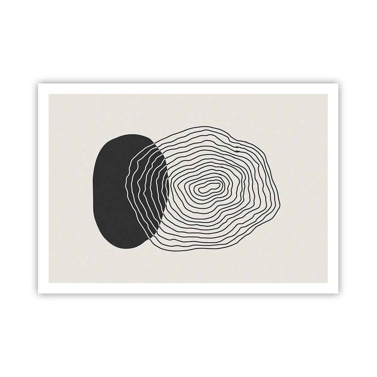 Plakat - Abstrakcyjny wzór z liniami i kształtami w czerni i bieli - 100x70cm - Trwanie i drganie - Nowoczesna dekoracja ścienna do salonu i sypialni ARTTOR