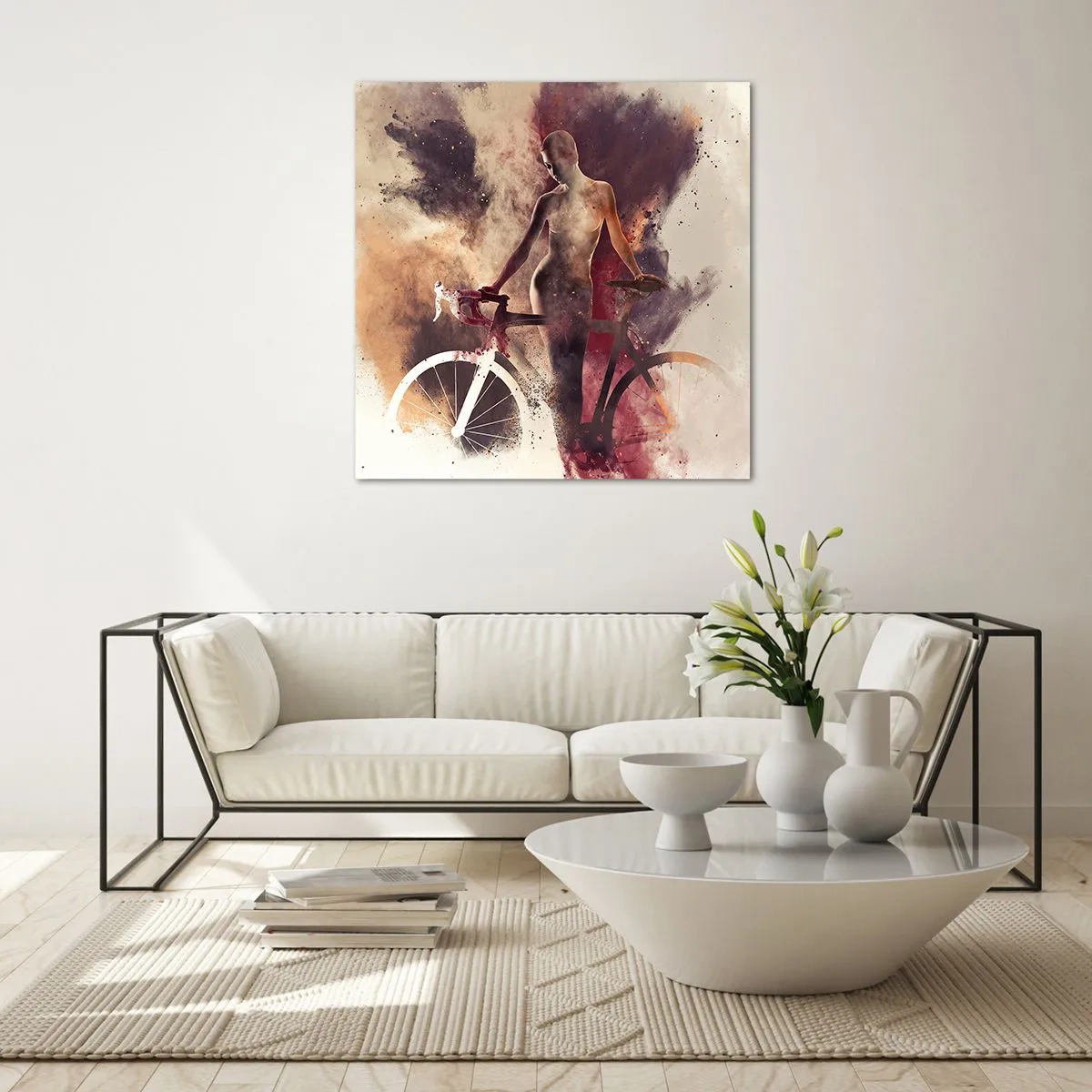 Obraz na szkle - W marmurowych kształtach rowerowa dusza - 70x70 cm