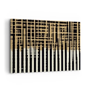 Obraz na płótnie - Abstrakcyjne linie w kolorach czerni, beżu i bieli - 120x80cm - Architektoniczna abstrakcja - Nowoczesna dekoracja ścienna do salonu, kuchni i sypialni ARTTOR