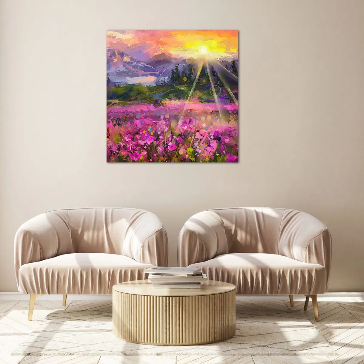 Obraz na szkle - W dolinie pod opieką słońca - 60x60 cm