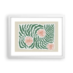 Plakat w białej ramie - Rozkwitłe w zieleni - 40x30 cm