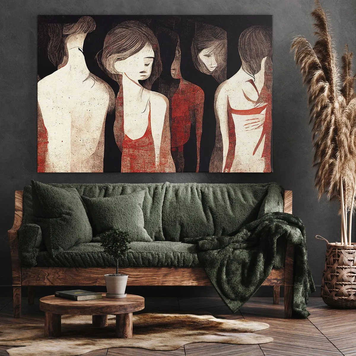 Obraz na płótnie - Artystyczne postacie w abstrakcyjnej kompozycji - 120x80cm - Madonny z ciemności - Nowoczesna dekoracja ścienna do salonu, kuchni i sypialni ARTTOR
